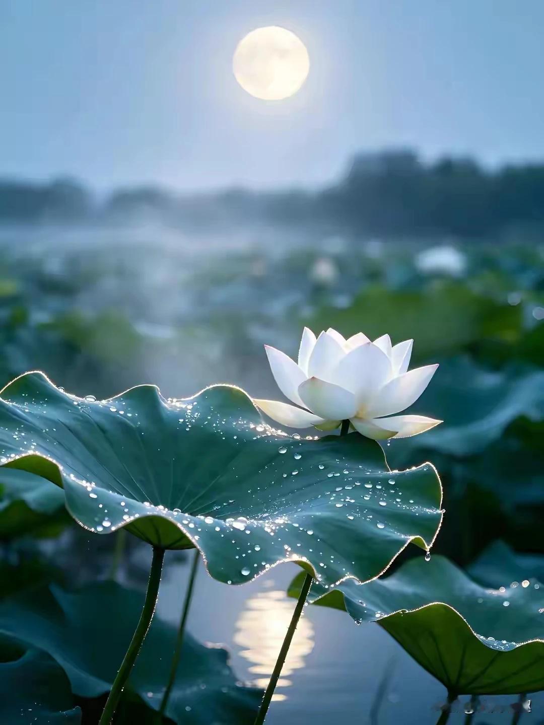 上联：清荷枕露三分雅；
下联：出水芙蓉一抹韵。