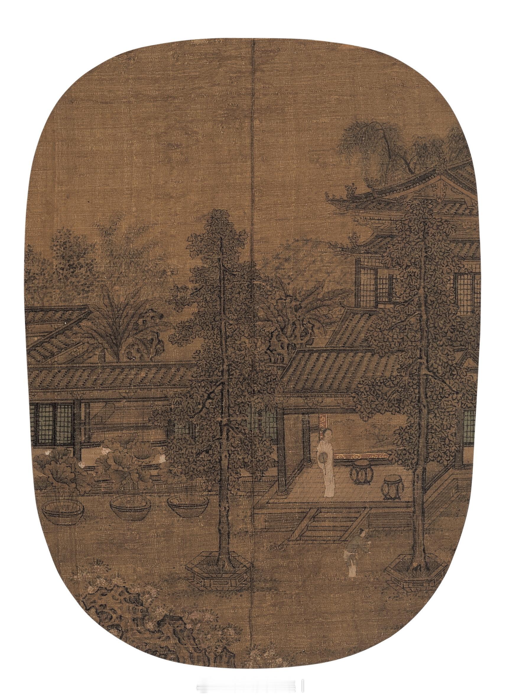 佚名 宫苑消夏图团光 镜心 设色绢本尺寸：26×19cm来源：中贸圣佳2025秋