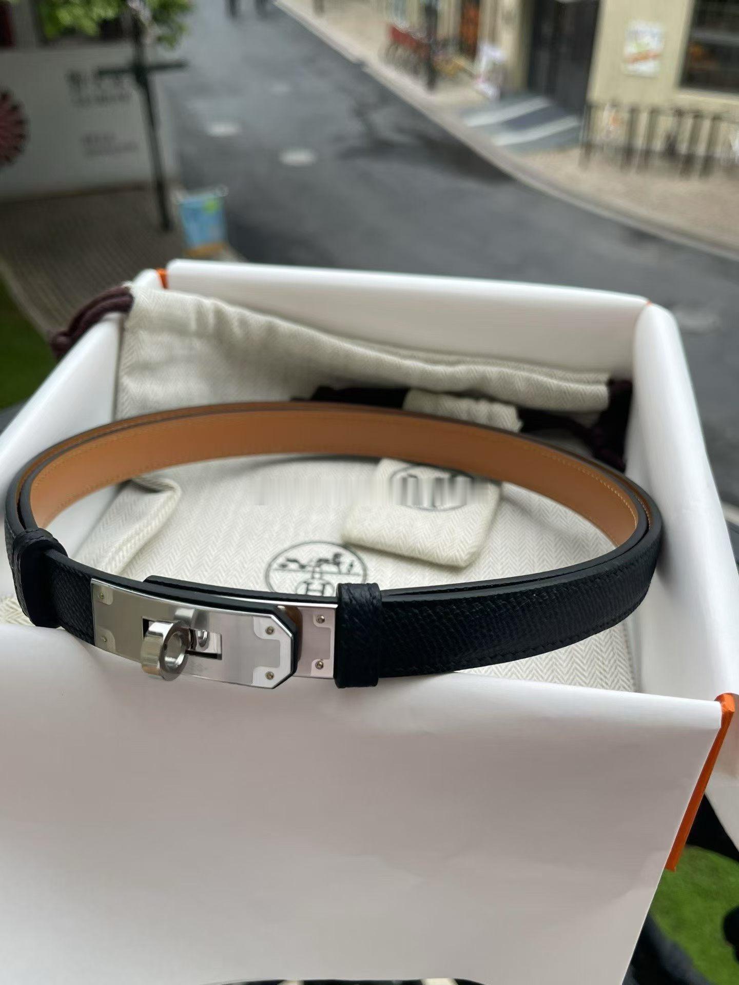 Kelly腰带 Epsom 黑色 银扣爱马仕hermes 