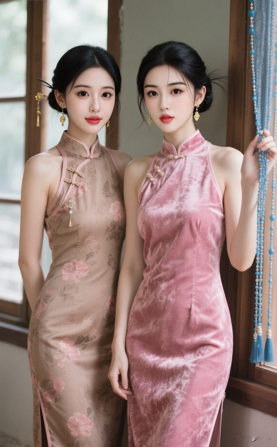 双生旗袍姐妹花旗袍双生花 旗袍双胞胎姐妹 闺蜜旗袍同
