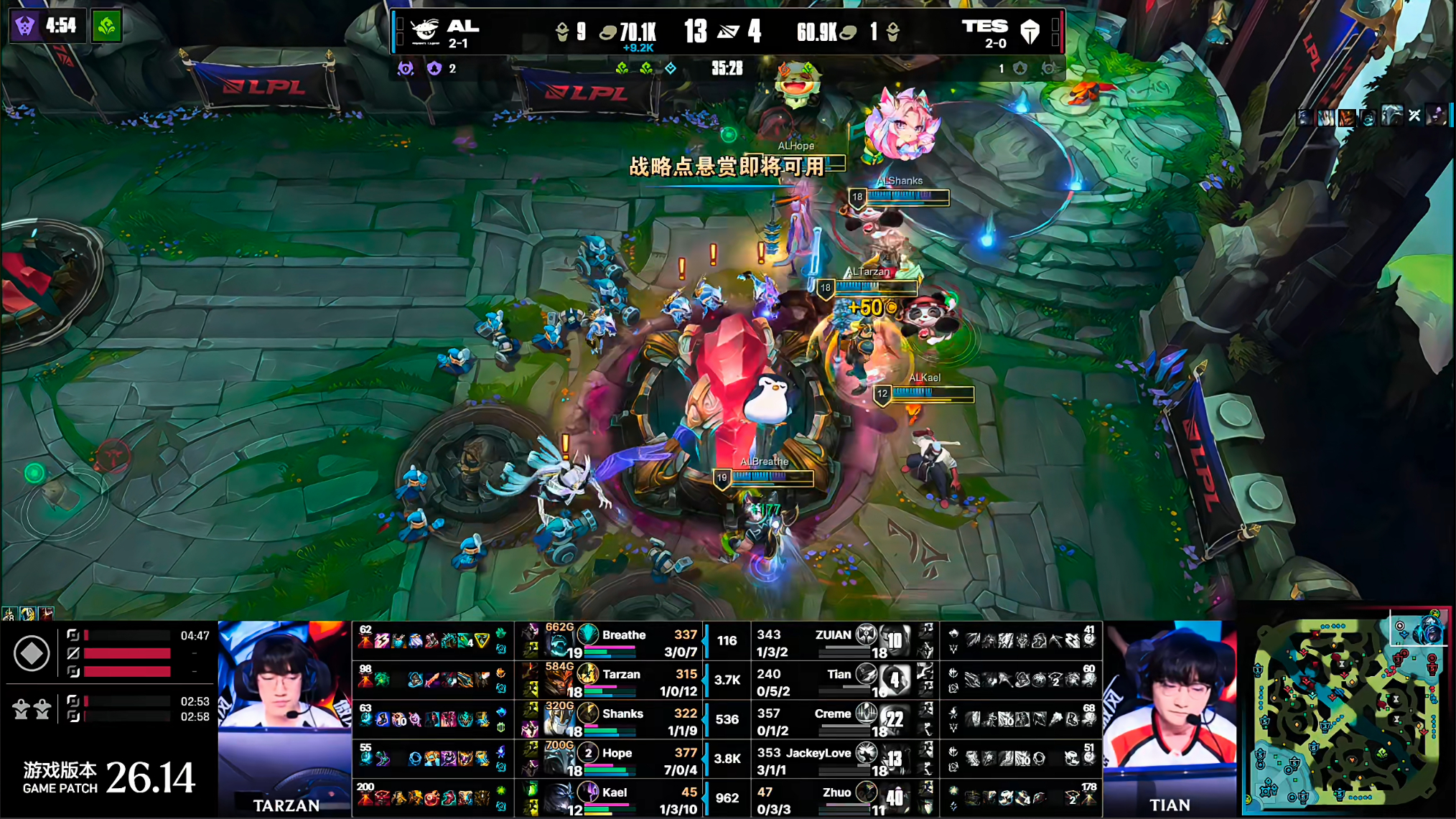 TES 0-1 AL不知道的以为在看LCK！纯是补兵局！甚至不清楚的以为是涅槃组