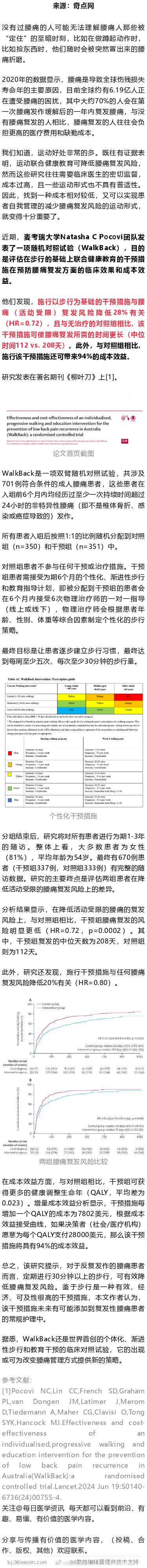《柳叶刀》：多散步，治腰痛！随机对照研究发现，每周5次步行30分钟+健康教育，可