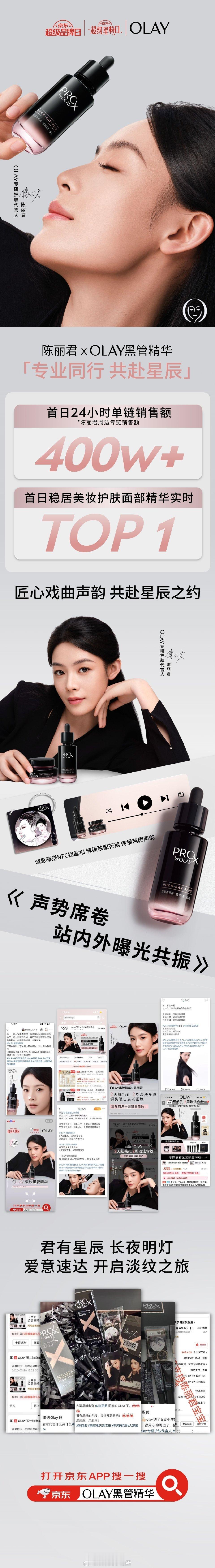 陈丽君olay专研护肤代言人24小时官方战报，首日24小时单链销售额400w+ 