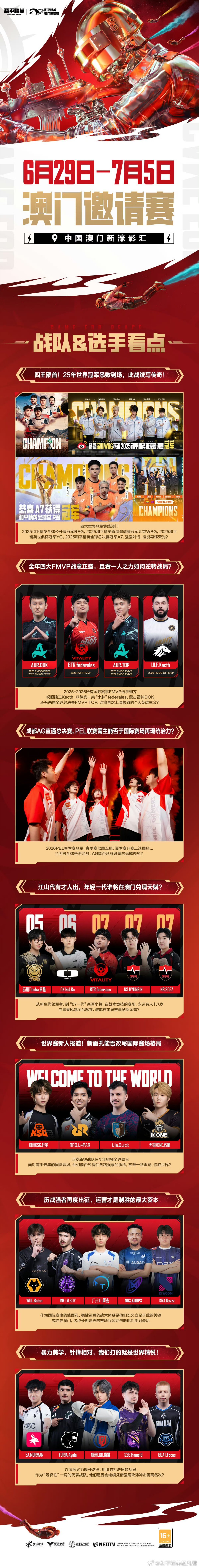 和平精英职业联赛【2026和平精英澳门邀请赛】战队&选手看点2026和平精英澳门