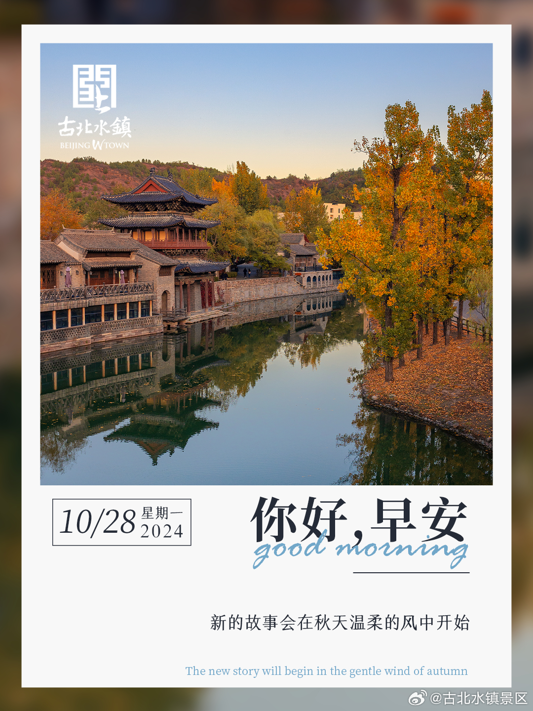 新的故事会在秋天温柔的风中开始早安，宝子们~#长城脚下的红叶小镇# #很高兴在古