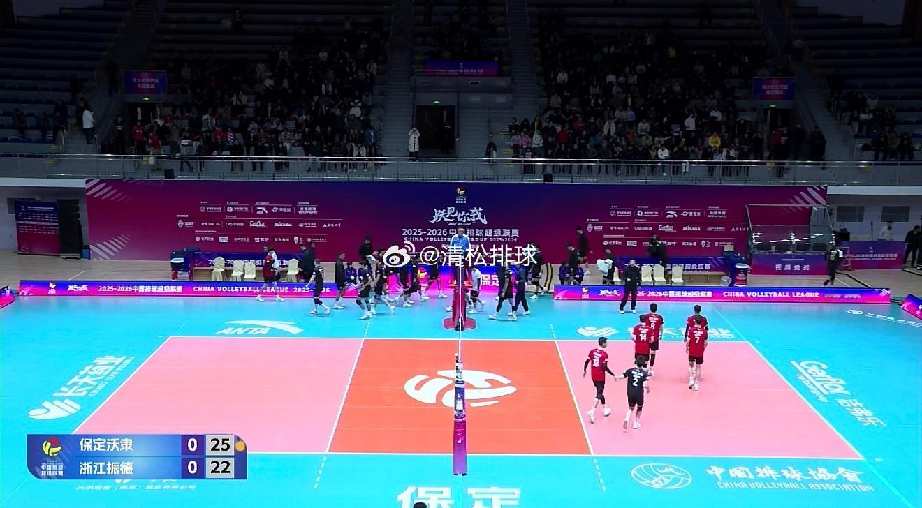 2025-2026中国男排超级联赛A级第13轮河北保定沃隶vs浙江振德第一局：2