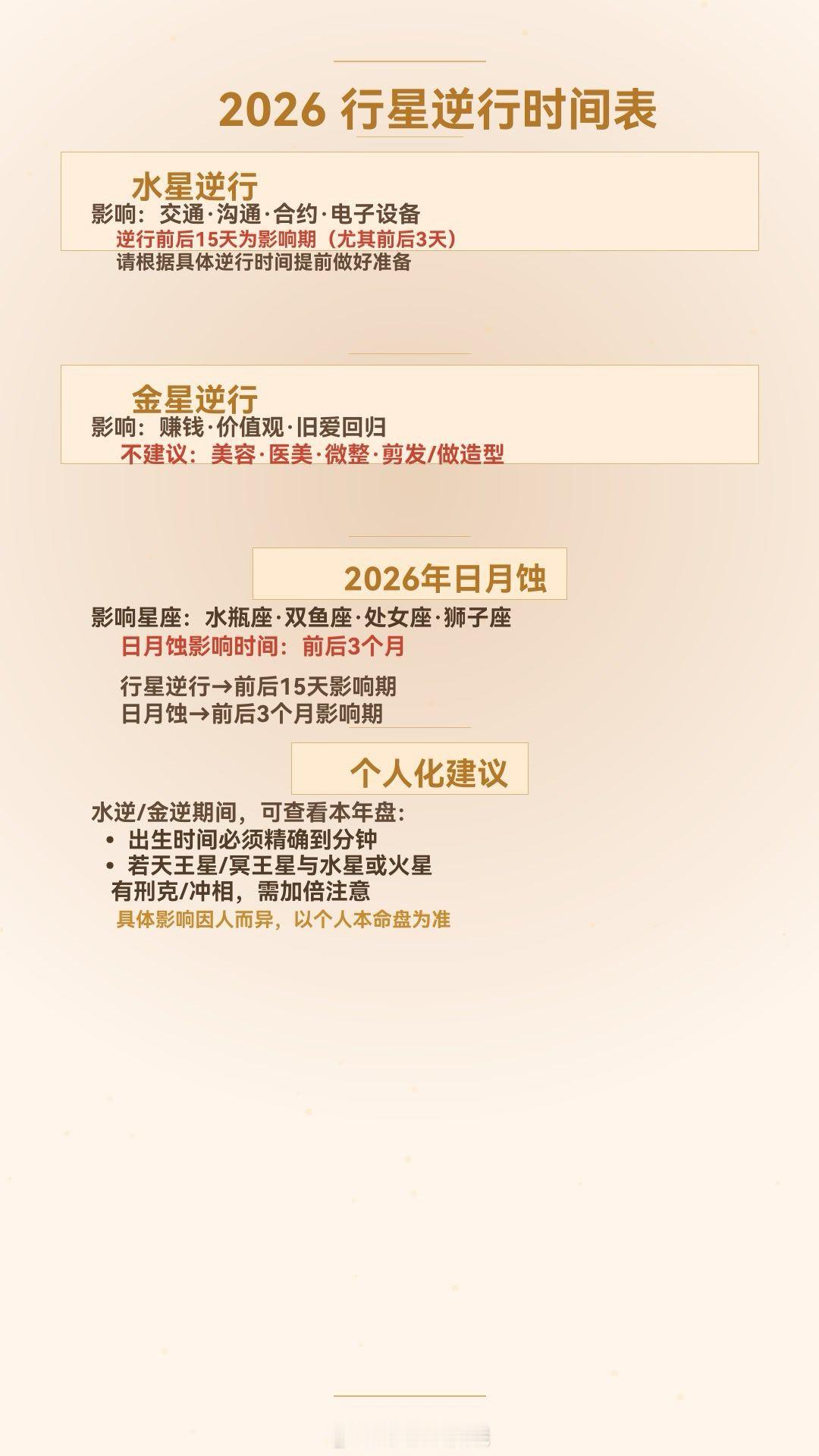 📌 2026年行星逆行时间表 & 重要星象提醒━━━━━━━━━━━━━━━━