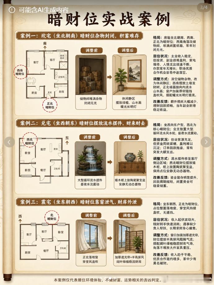 想要财运昌隆，催旺家中暗财位是关键！很多人只知道明财位，却忽略了暗财位明财位主接