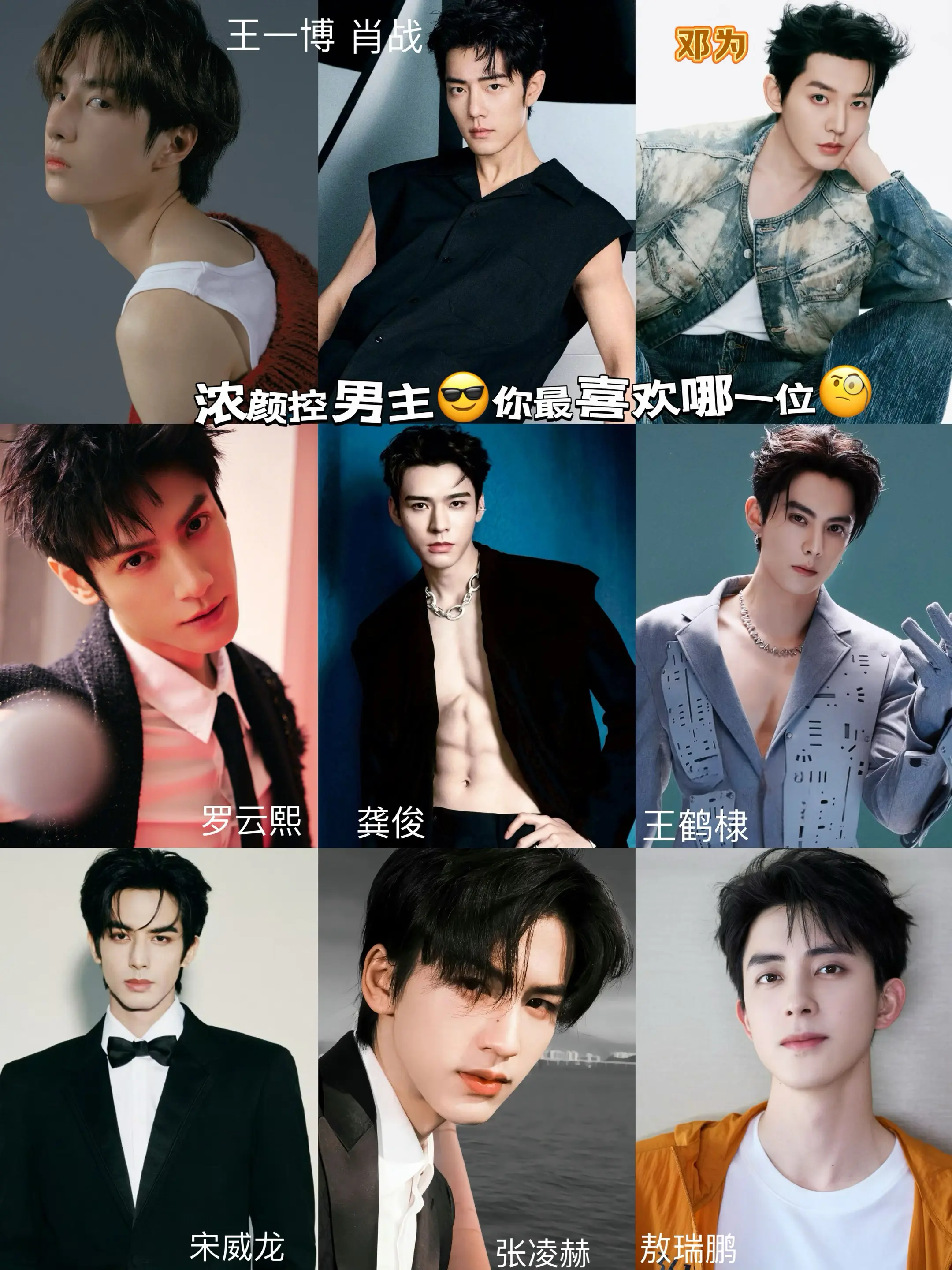 浓颜控男主你最喜欢哪一位？