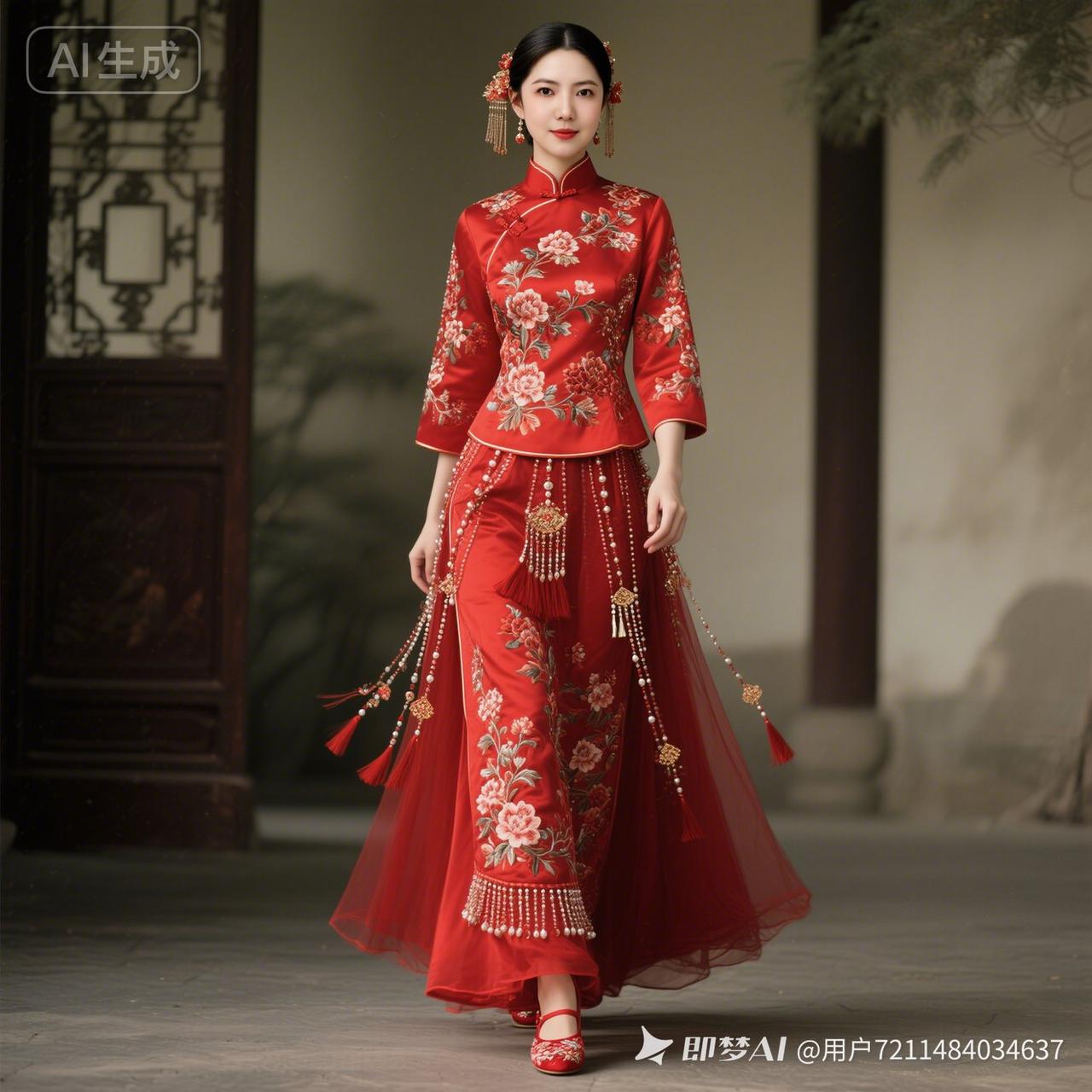 复古旗袍秀，红衣美人韵味十足！