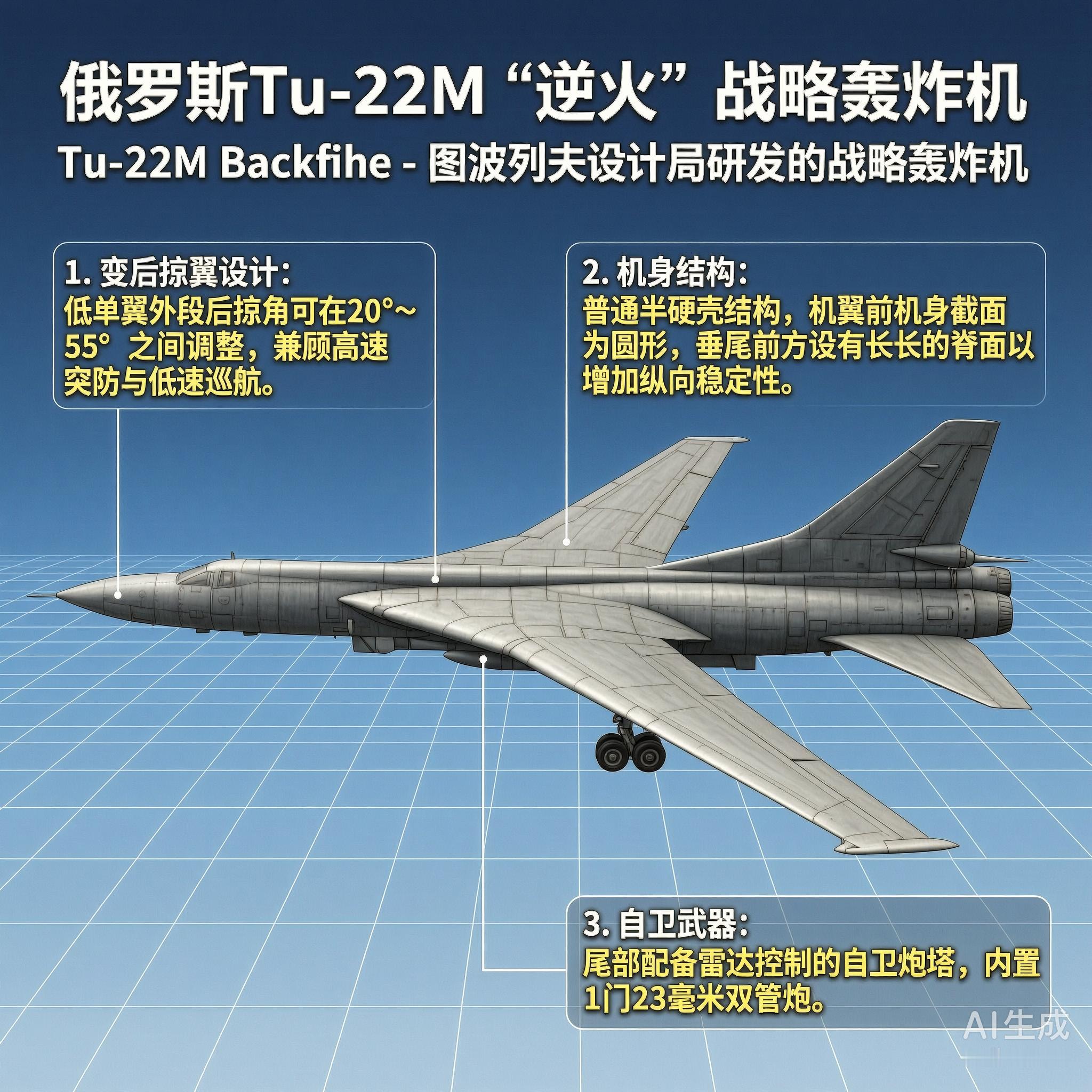 军事ai新视野 俄罗斯Tu-22M“逆火”轰炸机Tu-22M“逆火”（Backf