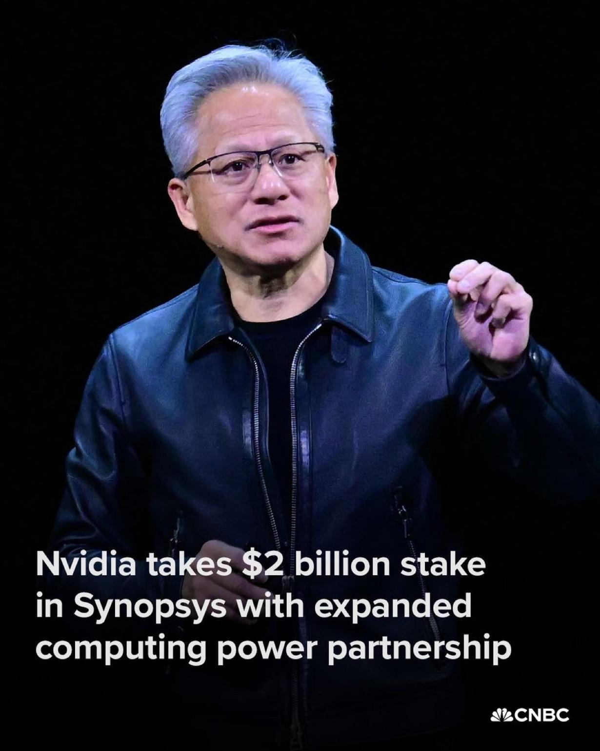 英伟达NVIDIA周一宣布，已购买 Synopsys 价值 20 亿美元的普通股