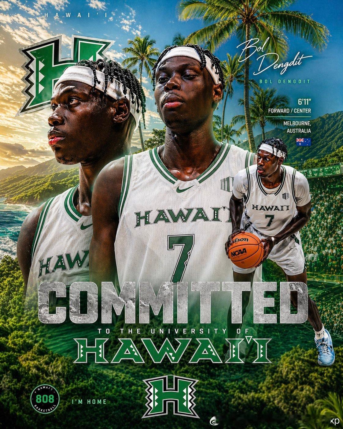 淡厚然迎来竞争对手，211公分澳洲中锋Bol Dengdit加盟夏威夷大学，上赛