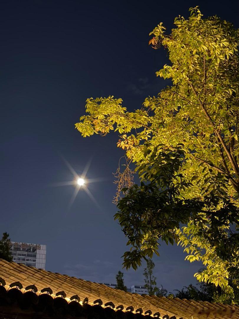 用iPhone 18 Pro Max F4.0光圈拍摄的中秋满月🌕果然自带星芒