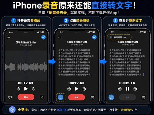 【iPhone录音原来能直接转文字】每次开完会、上完课、采访结束后，你的手机里是