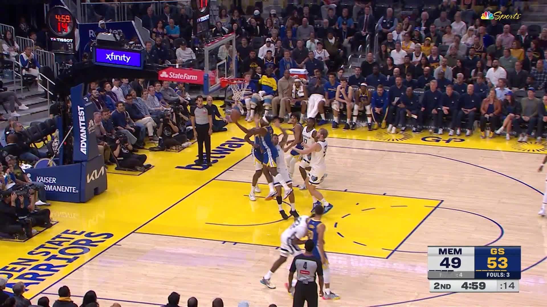 希尔德上篮2+1！灰熊vs勇士 ​​​​