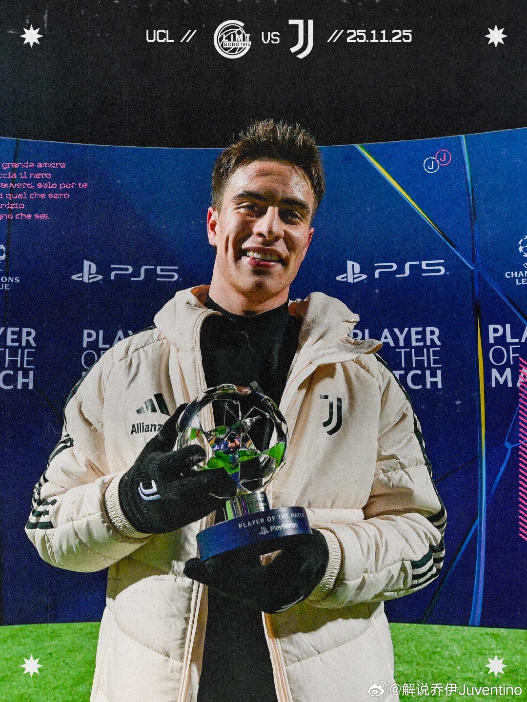 尤文图斯意甲联赛欧冠联赛 伊尔迪兹本赛季的单场MVP奖杯集邮*7 