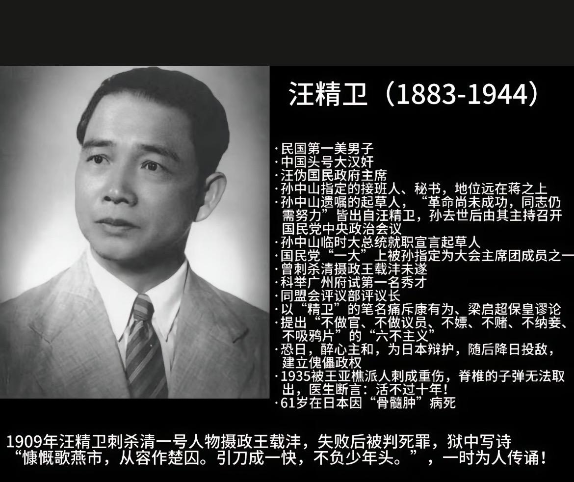 汪精卫（1883年5月4日-1944年11月10日），名兆铭，祖籍浙江...