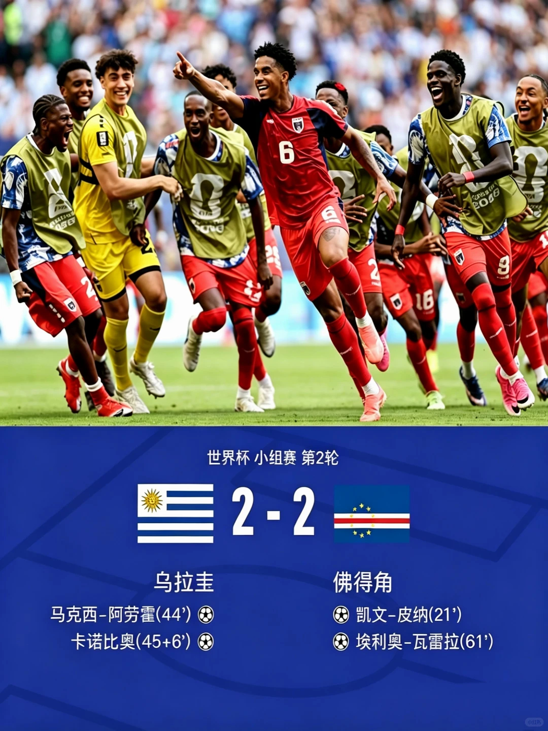 佛得角 太圈粉了2026世界杯H组次轮爆出大冷门！两届冠军乌拉圭迎战世界杯新军佛