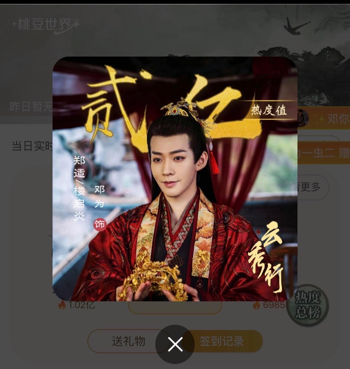 恭喜邓为饰演的郑适/楼启炎，成为爱奇艺首个开播前破2亿角色！！！恭喜，💎们太燃