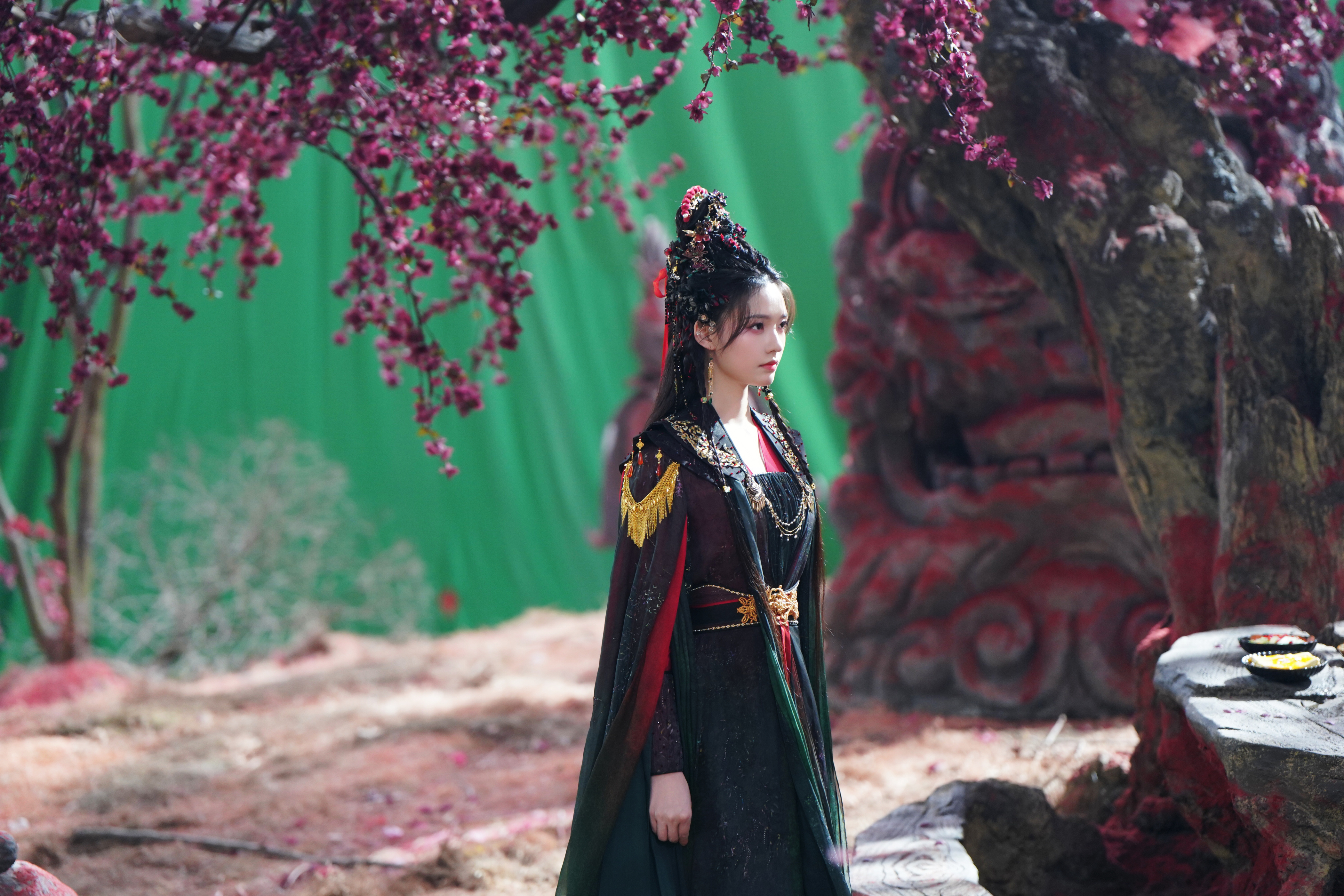 期待了好久的一套皮肤！！！蹲蹲更多实景背景剧照 《水龙吟》阿谁☽ 剧照-黑衣（红