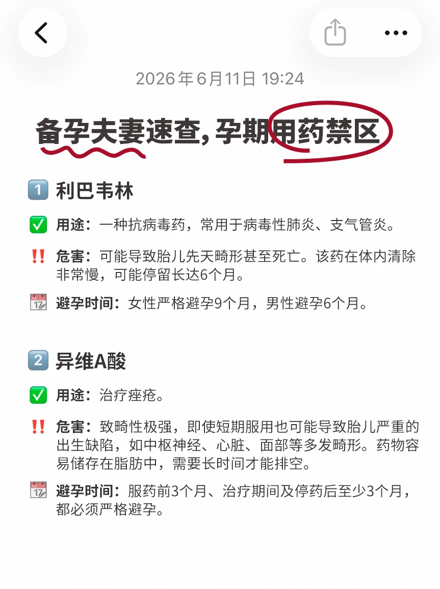 备孕夫妻速查，孕期用药禁忌