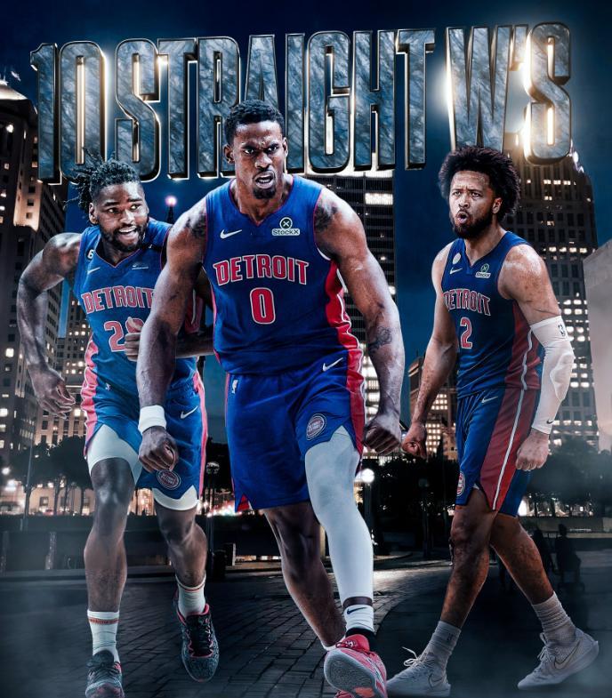 活塞已经连续赢了10场比赛，并且牢牢的站在东部的顶端。