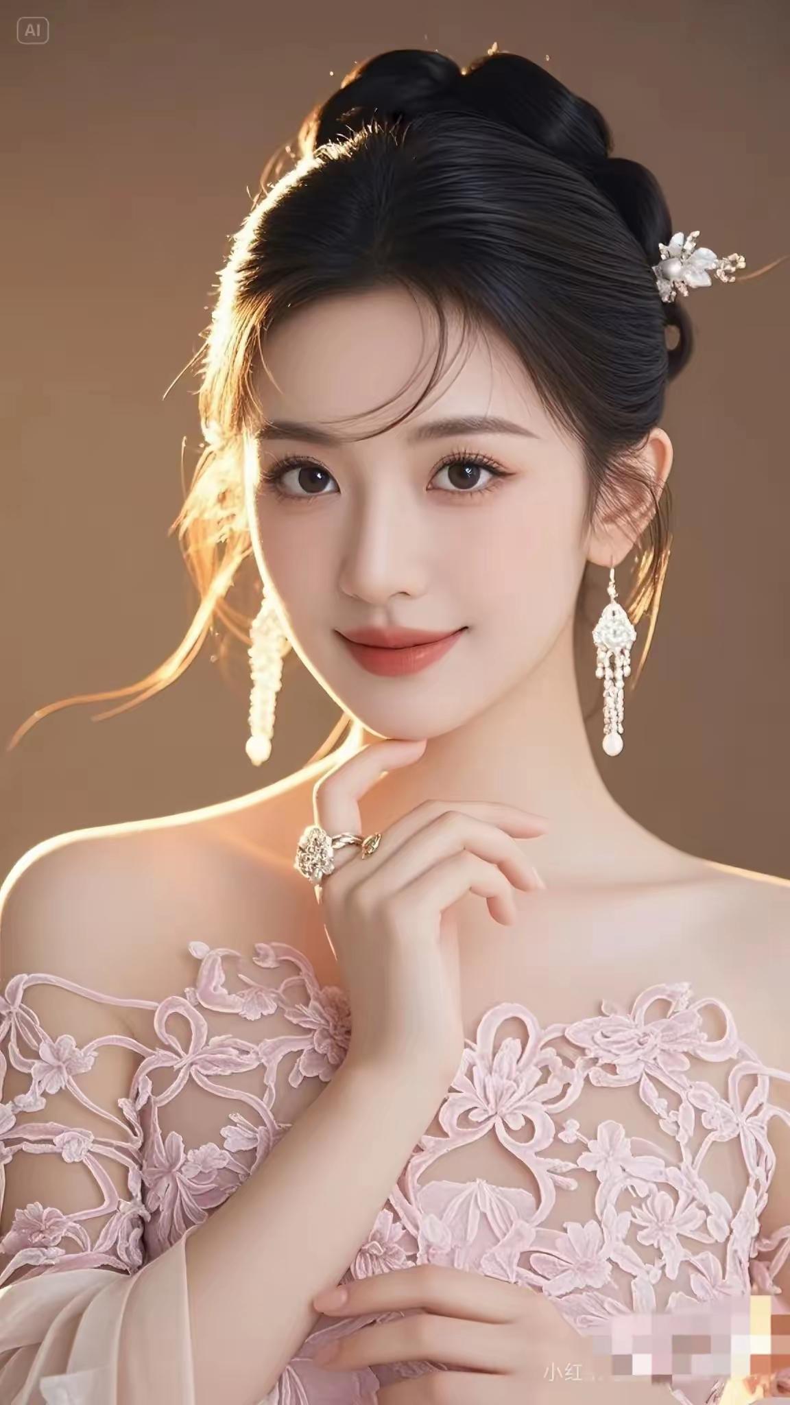 粉色秀气，珠宝闪照