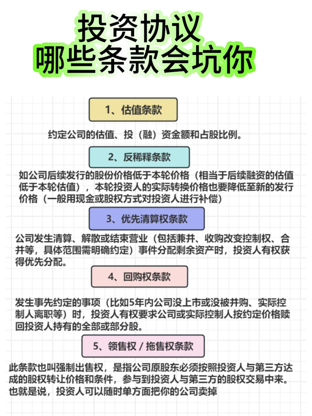 投资协议哪些条款会坑你❓❓