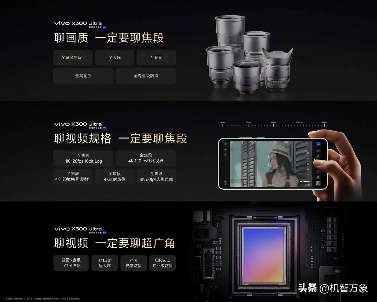 vivo X300 UItra专业V单总结：

影像｜搭载包含14mm蔡司超广角
