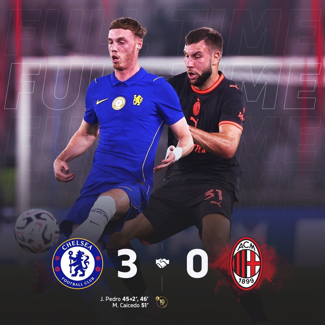 【热身赛赛果】 新赛季第三场季前热身赛： 🔴⚫️ 米兰0：3英超 切尔西队。s