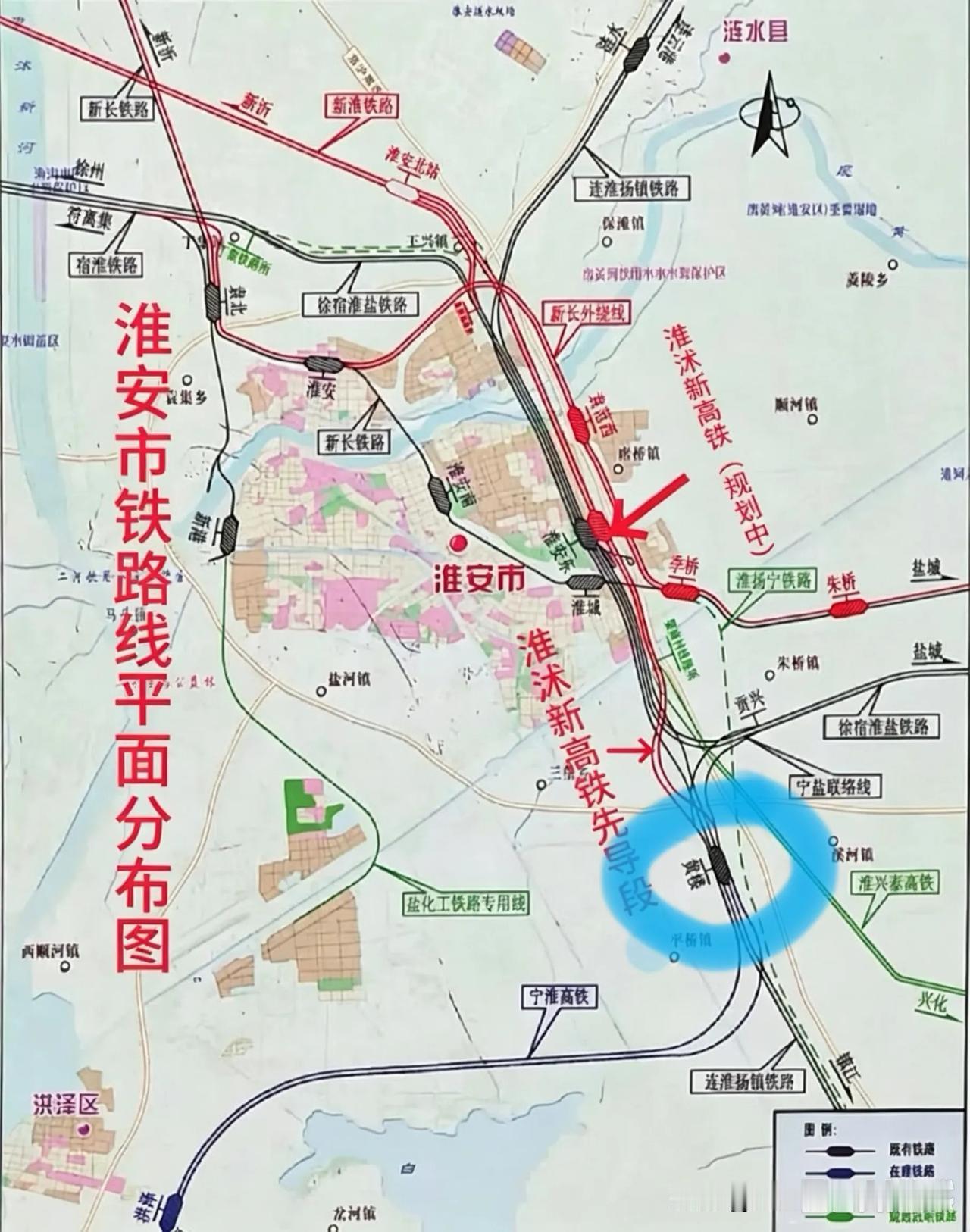 淮安黄楼线路所地方不大，却是苏北铁路网的十字路口。

一、黄楼线路所四向车流（图
