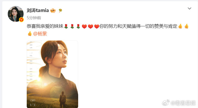 刘涛恭喜我亲爱的杨紫妹妹 刘涛恭喜我亲爱的杨紫妹妹 