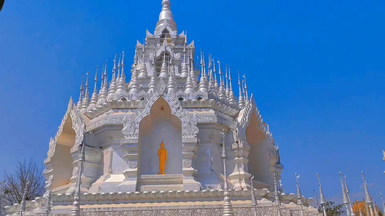 版纳的安静灵魂藏在哪？🏯班若寺的纯白佛塔太震撼了！沿着山路走半小时，远离夜市的
