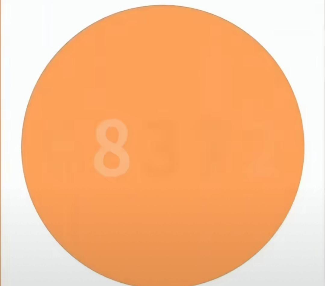 一个大大的橙色圆圈里有个数字8。敢来挑战你的眼睛吗？你最多能看到几个数字？看看你