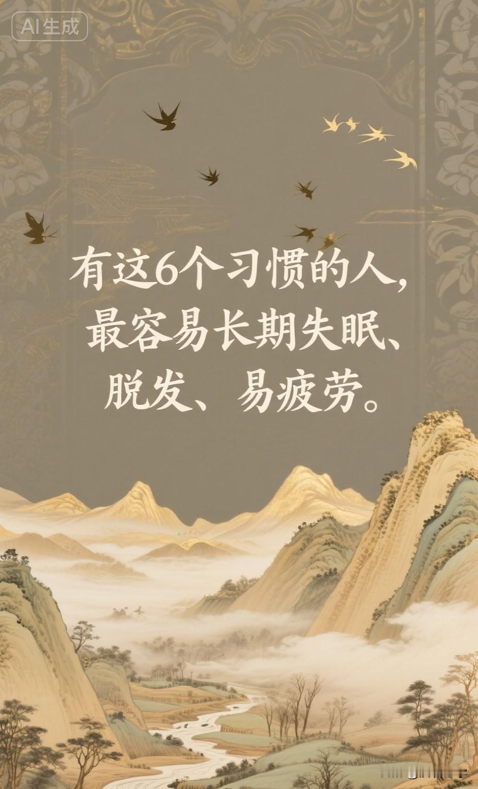 有这6个习惯的人，最容易长期失眠、脱发、易疲劳。

你有没有发现，身边有些人，明