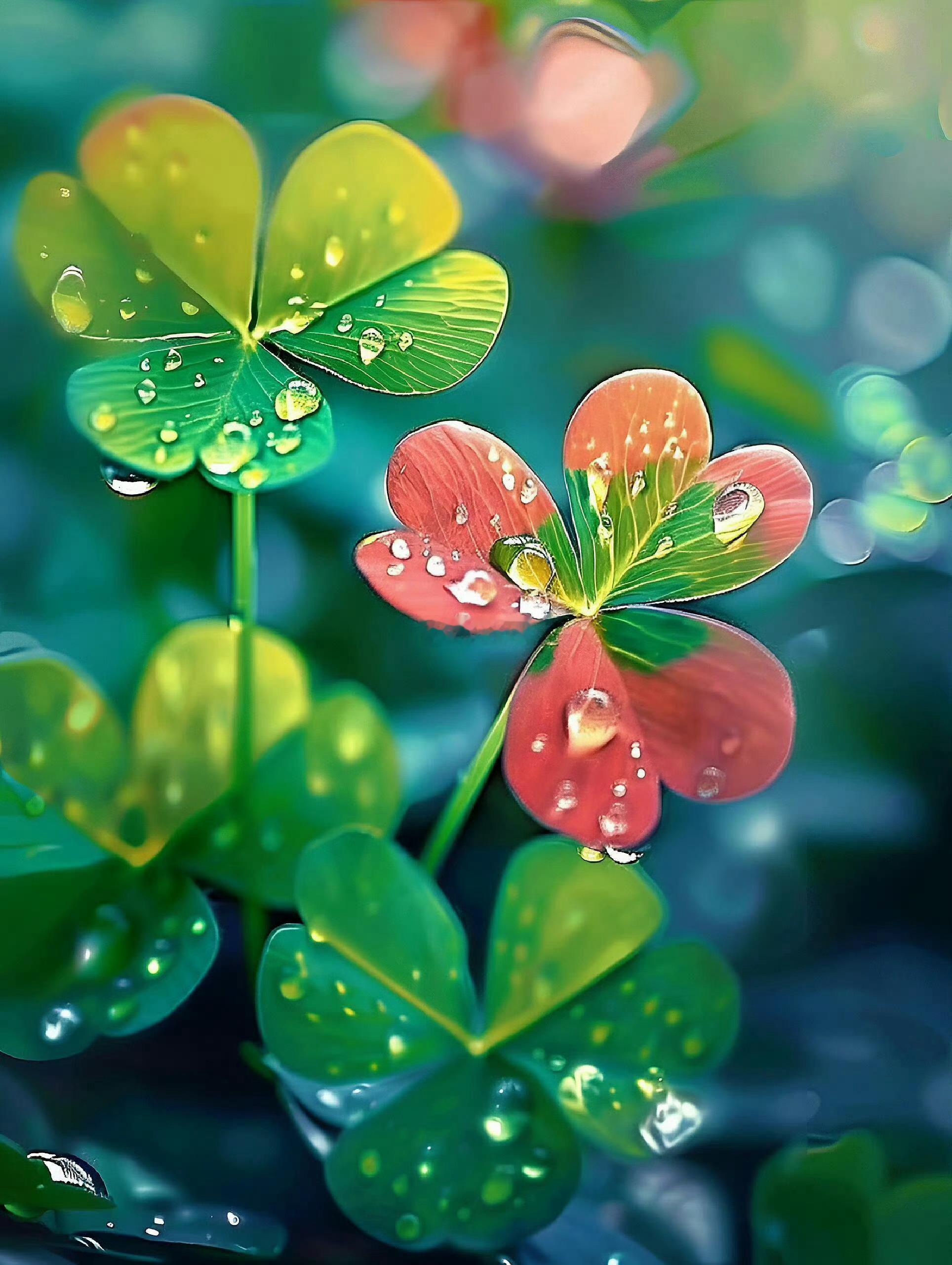 七彩四叶草：遇见是天意是幸运。 