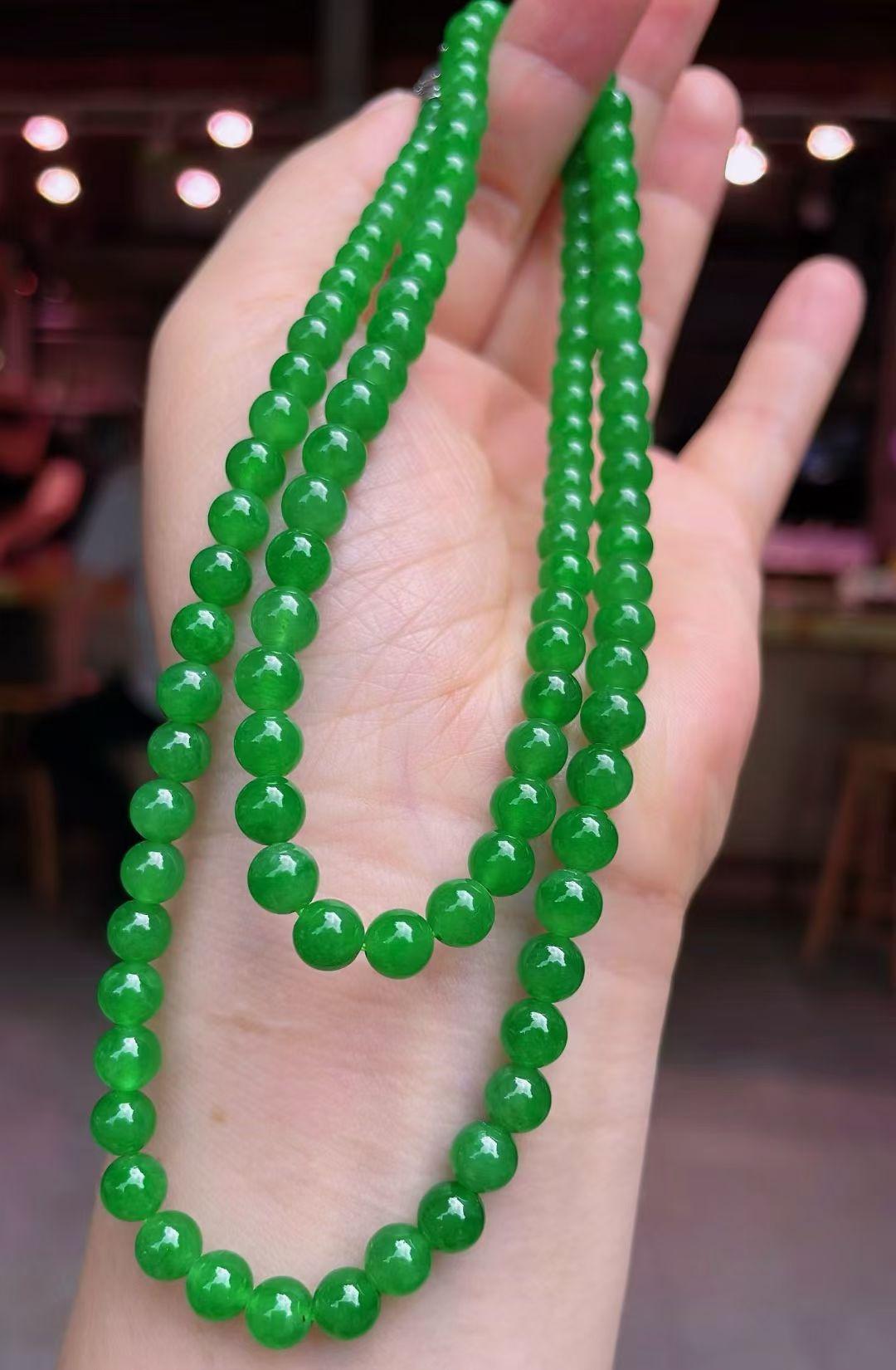 辣绿珠链，色辣细腻，直径6mm*108颗