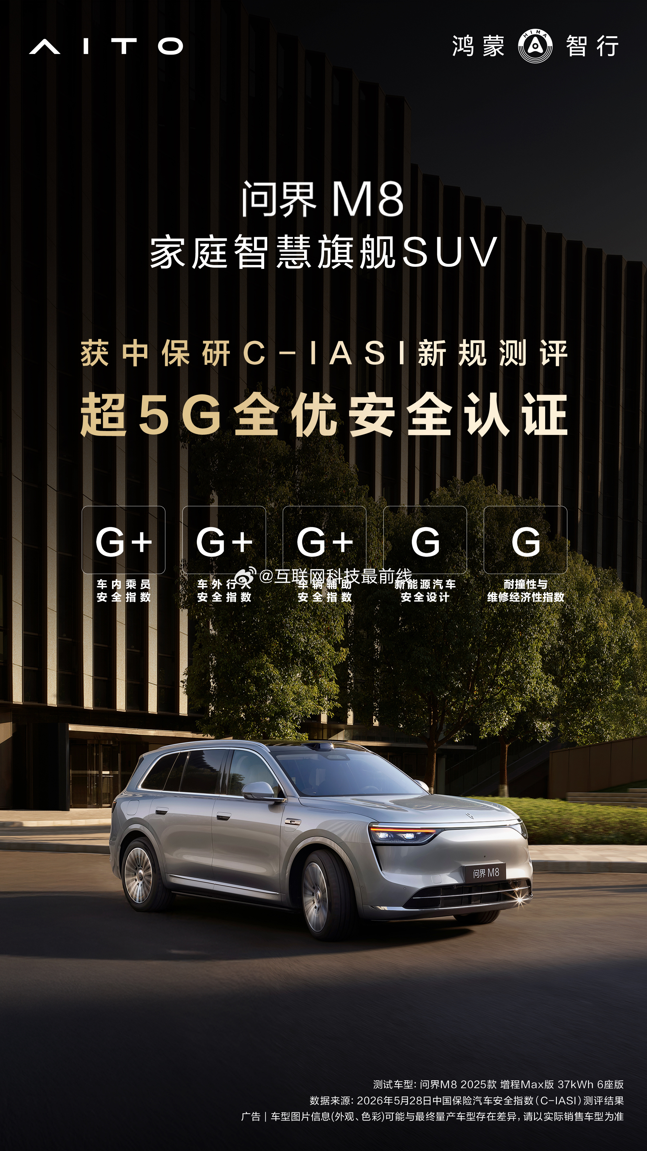 5月28日，中保研C-IASI最新安全测评成绩公布，问界M8凭借全方位硬核安全表