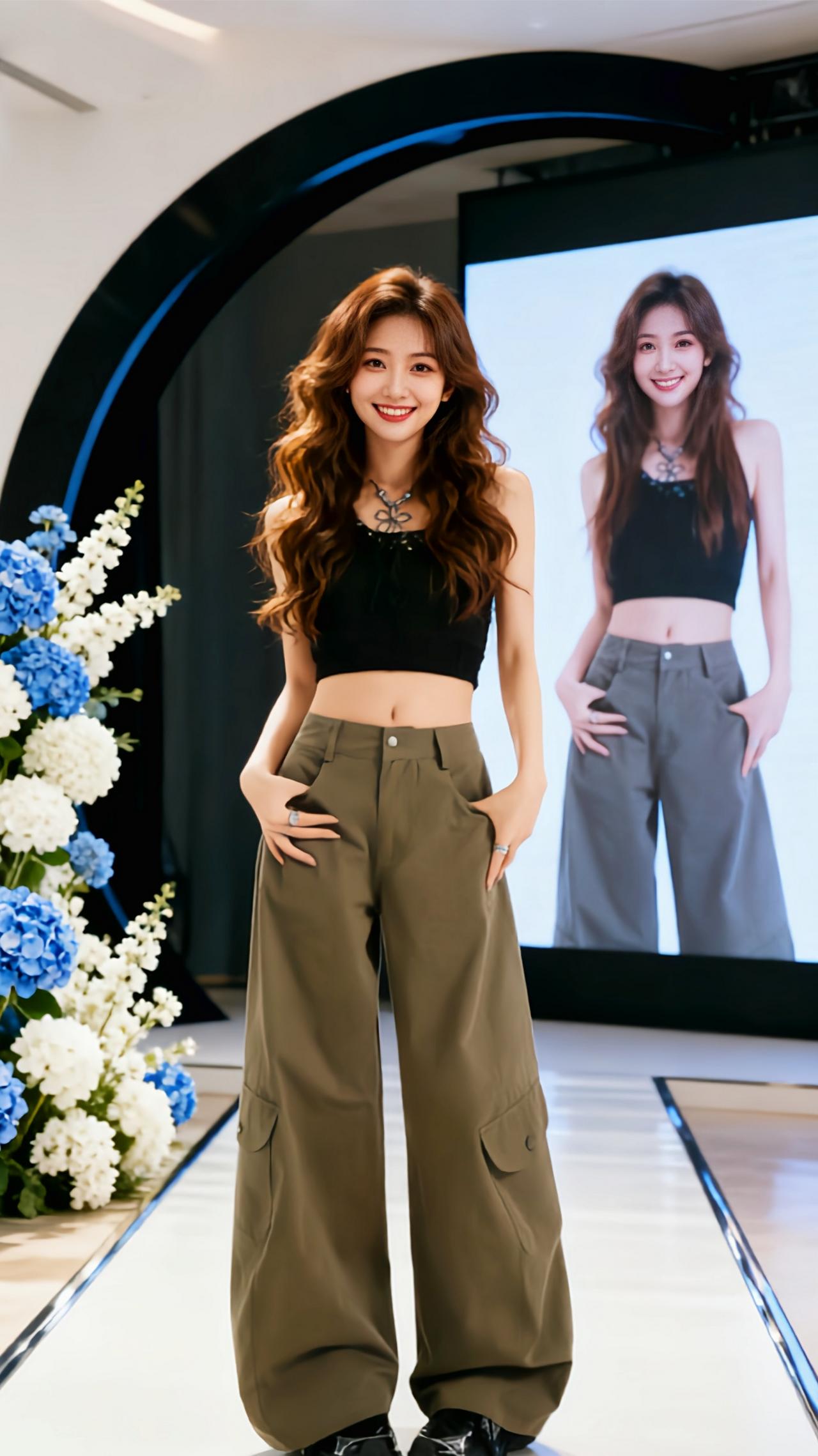 女团体验卡 秀场 直筒显瘦秀场同款长裤 工装裤女孩 美式辣妹工装裤