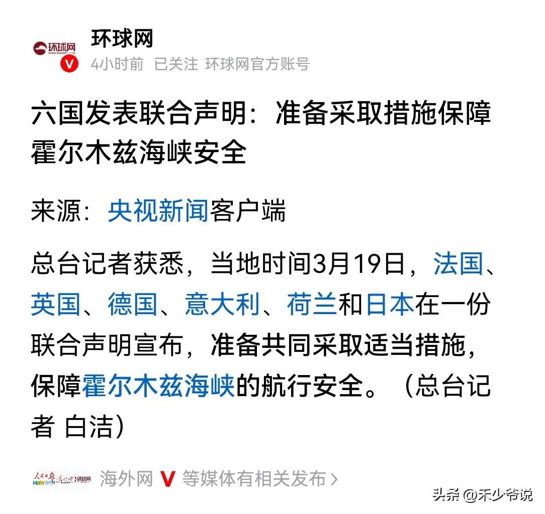 新G7没落的开始
法国、德国、英国、意大利、荷兰、日本六国发表联合声明，准备共同