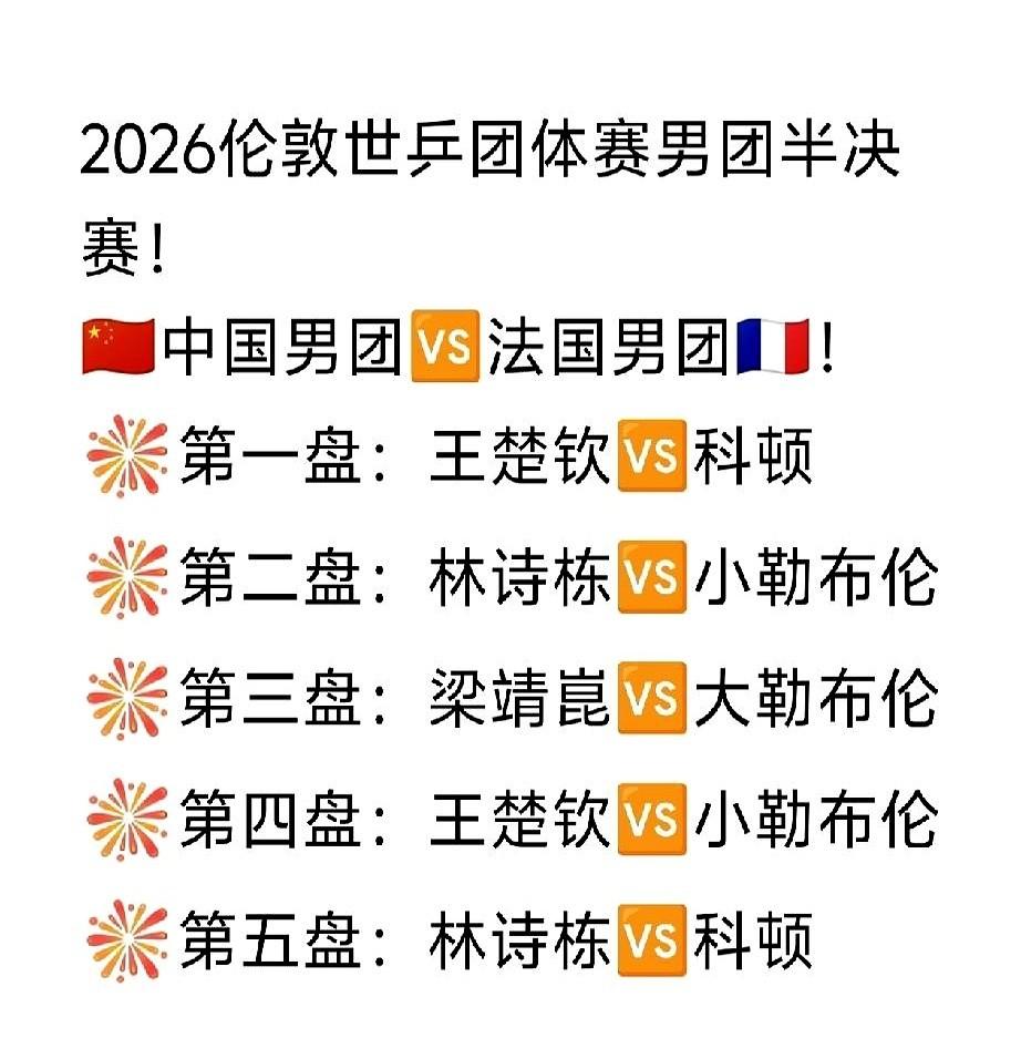 深夜两点半，男团半决赛，两份名单直接甩了出来。
法国队，没变。我们，也没变。
王