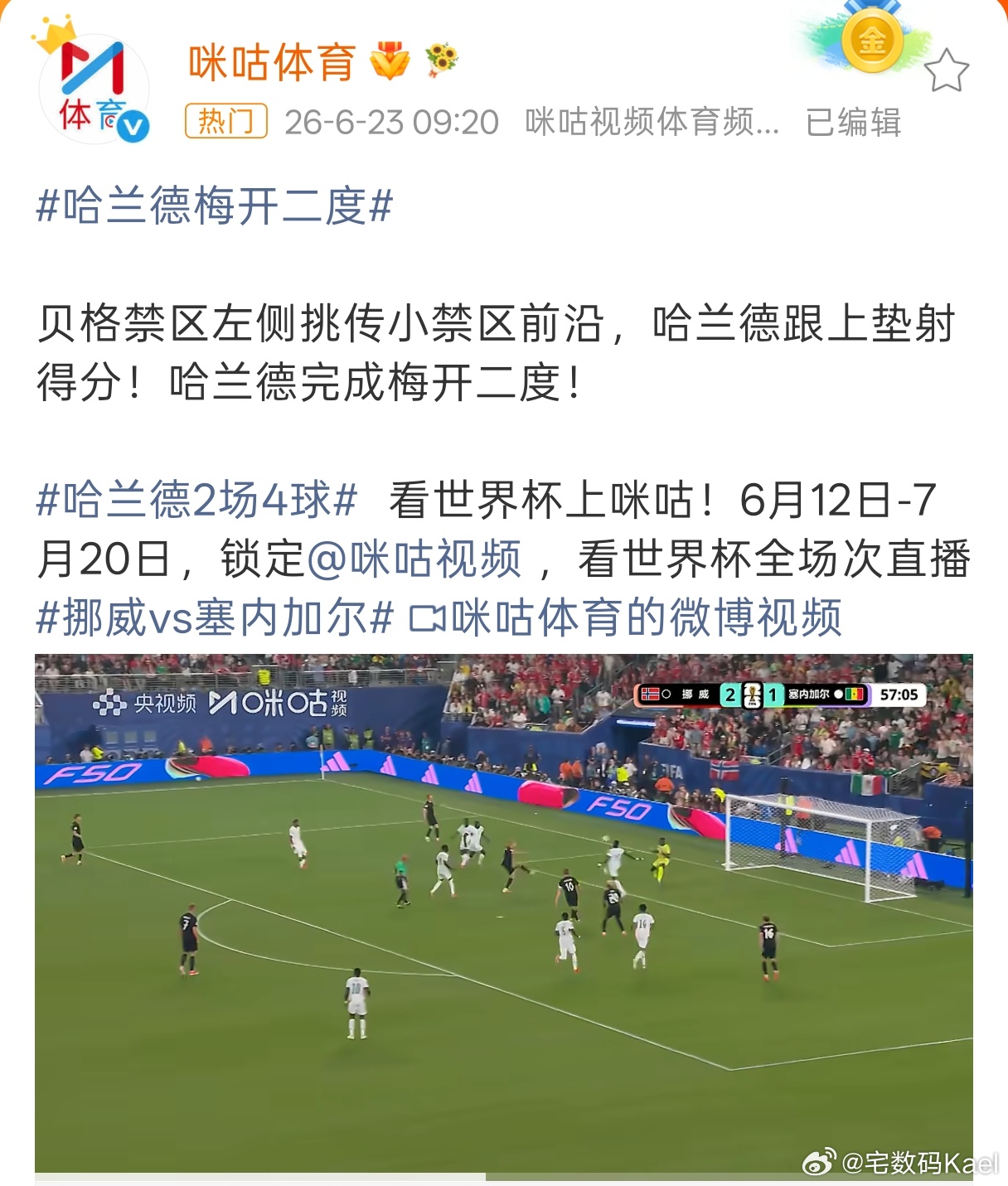 哈兰德梅开二度 说真的，魔人布欧有点猛啊，不会真的一路扛着挪威队起飞吧？