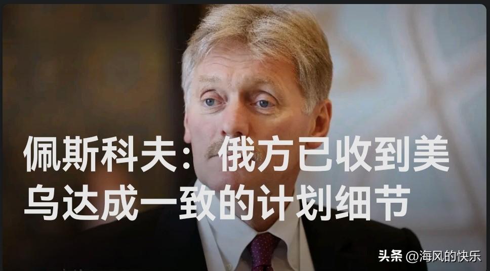 佩斯科夫：俄方已收到美乌达成一致的计划细节

   据外媒报道俄罗斯总统新闻秘书