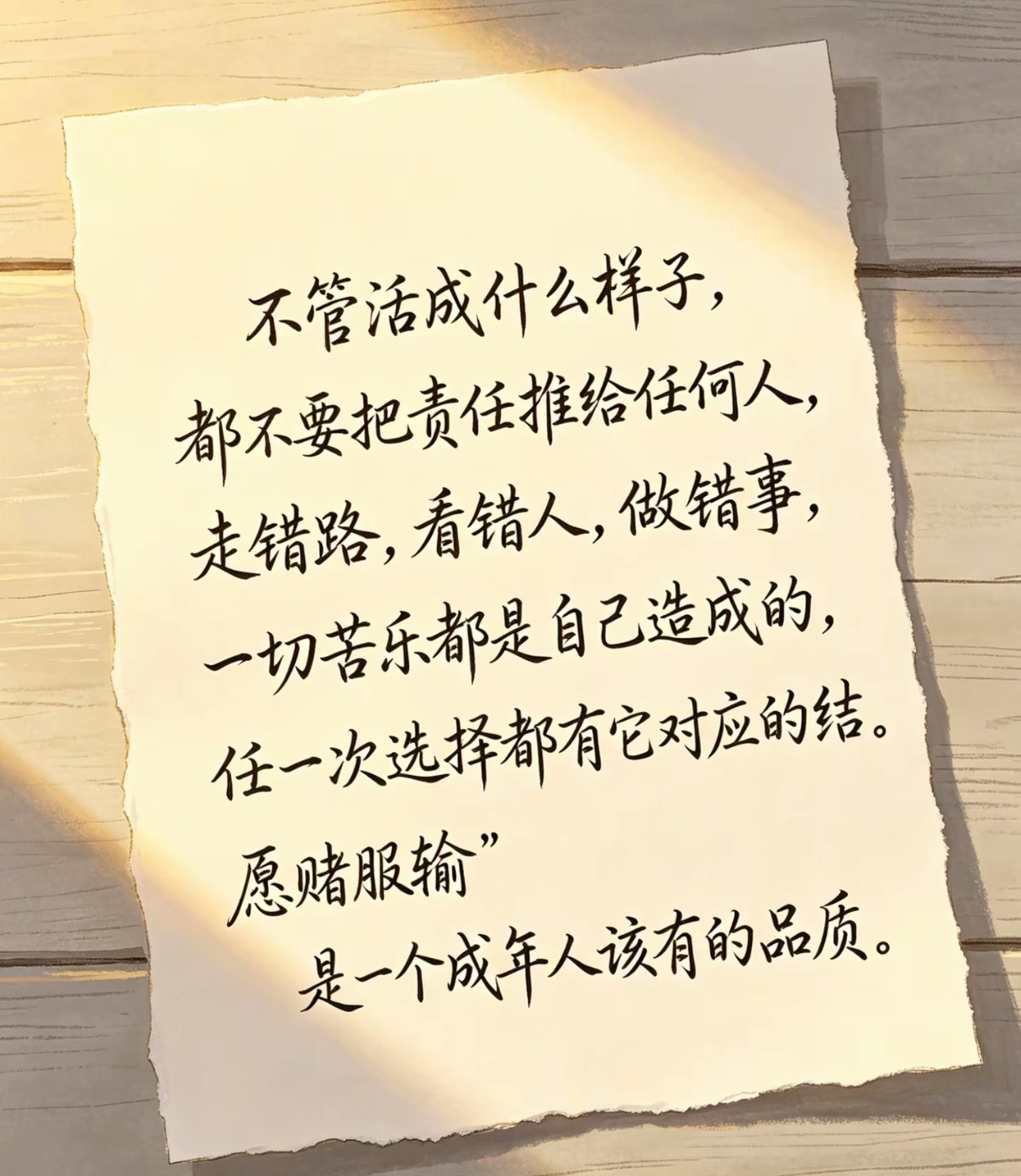 愿赌服输，是一个成年人该有的品质。