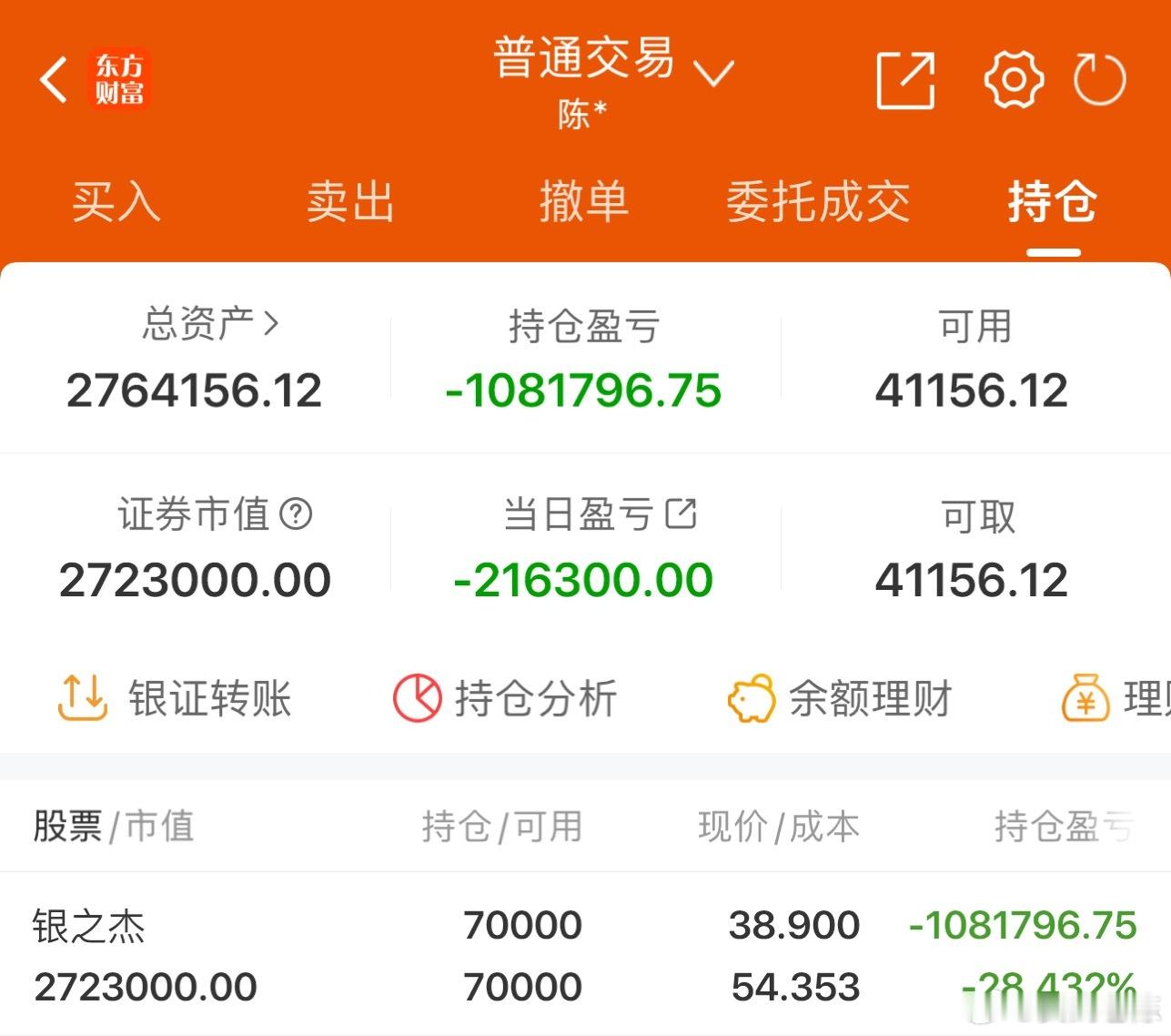 50w实盘挑战一年做到300w（第310天）总资产：276.4万收益：-2163