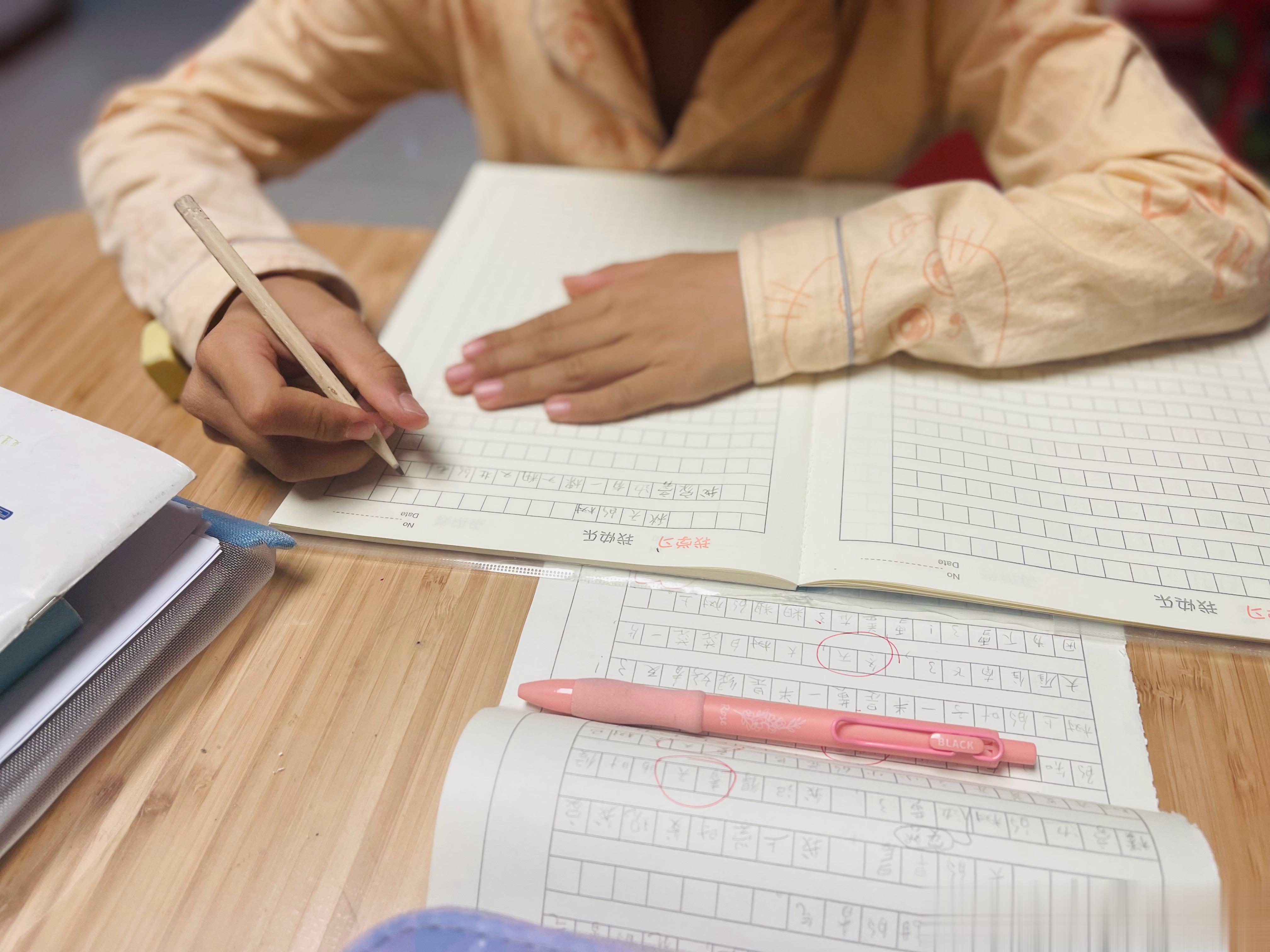 这学习氛围实在太好了，我听课，辰辰练习数学题，桐桐写作文[哈哈][哈哈][哈哈]