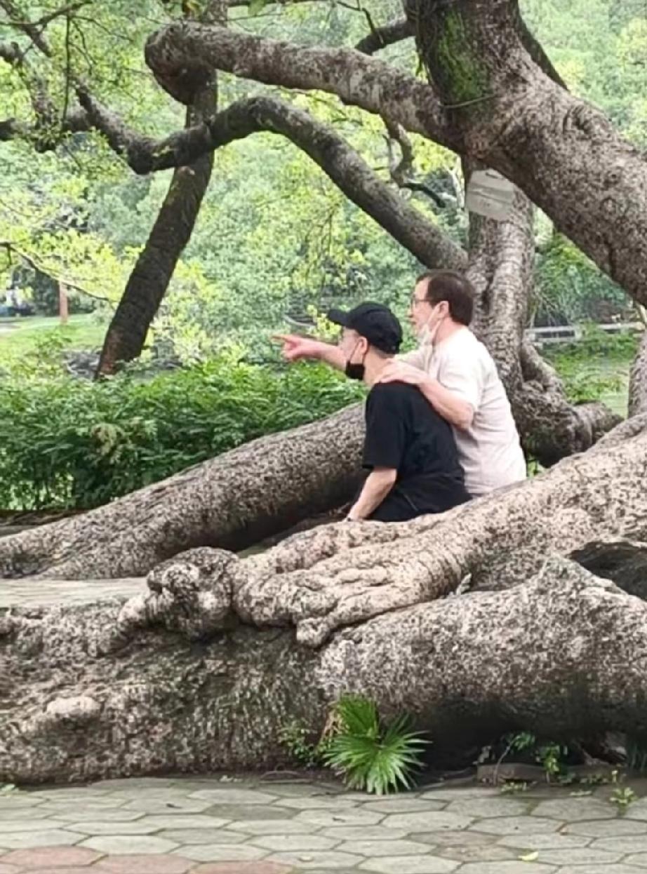 成龙和儿子房祖名父慈子孝的一幕。4月8日，有网友晒出在惠州偶遇成龙的照片，现在成