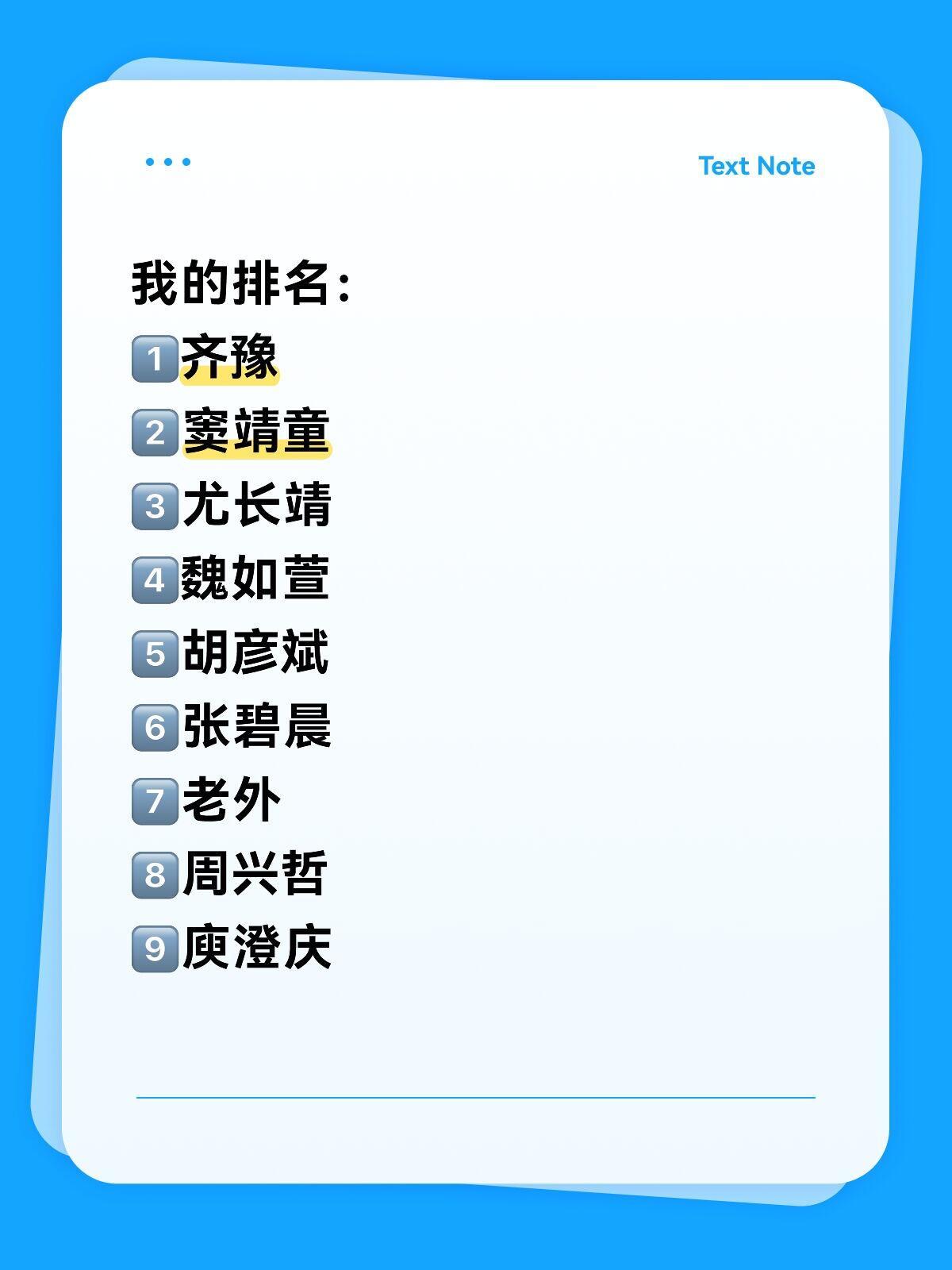 我心中的歌手第一期排名网友排的歌手名次 我心中的歌手排名1.齐豫2.窦靖童3.尤