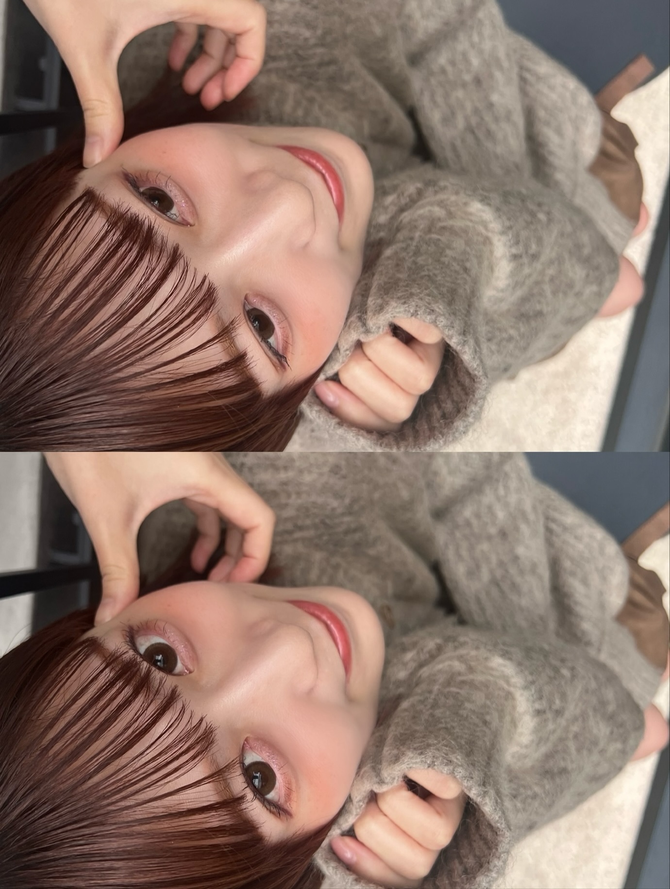 東村芽依🍓「秋っぽい髪色とメイクした時☕️🤎」meigram ​​​